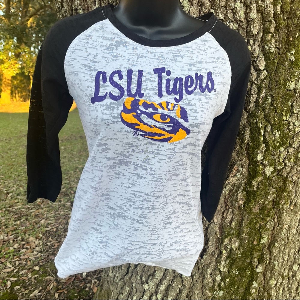 LSU XS WOMENS BASEBALL T SHIRT 3/4 SLEEVE
